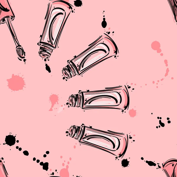 Vektör seamless modeli ile dudak parlatıcısı.