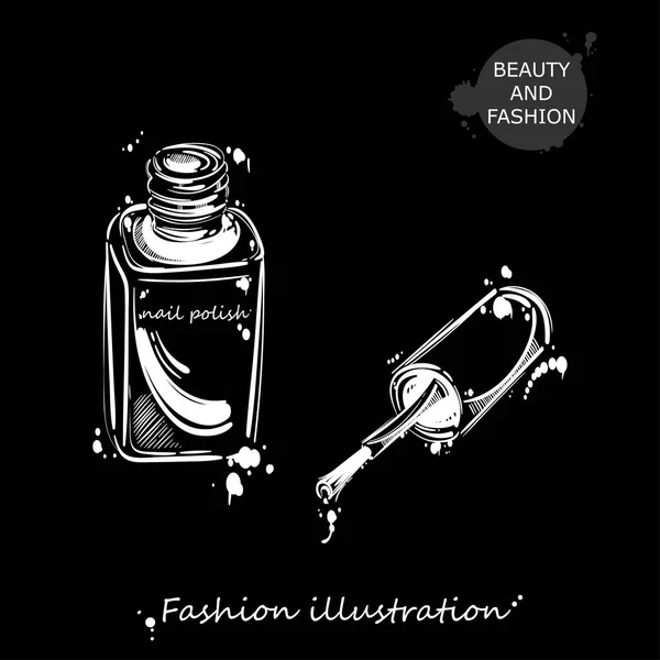 Ilustración vectorial de esmalte de uñas. Ilustración moda . — Vector de stock