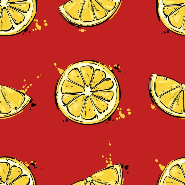 レモンと抽象的なパターンをシームレスなベクトル. — ストックベクタ