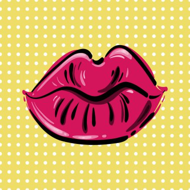 Kadın kırmızı dudaklar vektör soyut çizim. 
