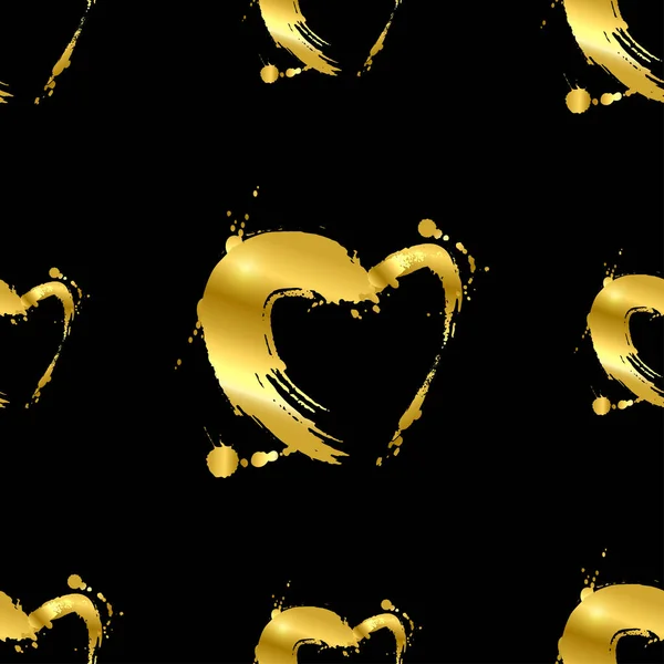 Seamless vector pattern with a gold heart. — Stock Vector
