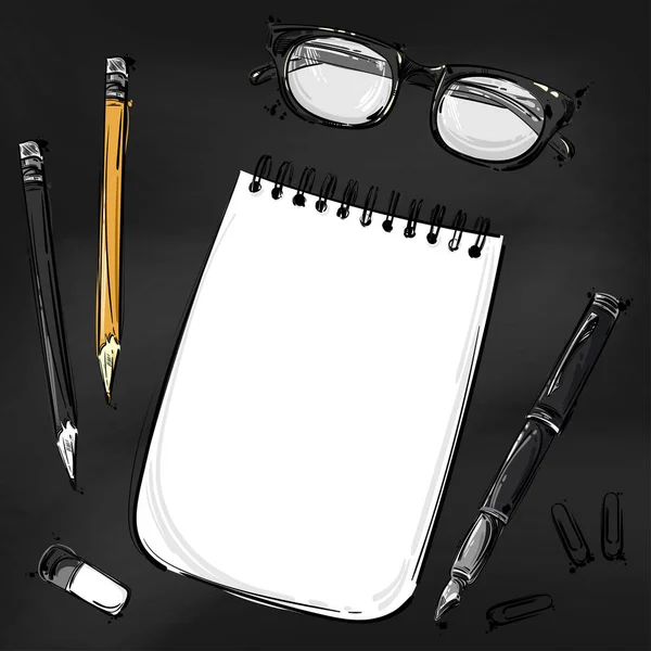 Illustration d’abstract Vector avec un ordinateur portable, lunettes de vue, — Image vectorielle