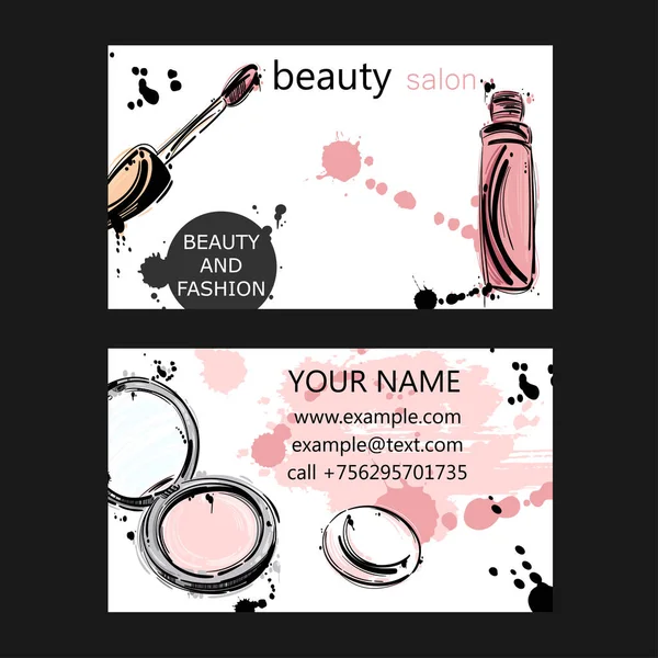 Vector abstract background with powder and lip gloss. — Stock Vector