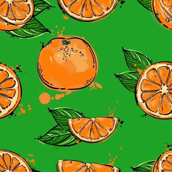 Seamless vector abstract pattern with oranges. — Stock Vector