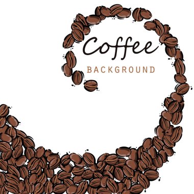 Kahve çekirdekleri ile soyut illüstrasyon vektör.