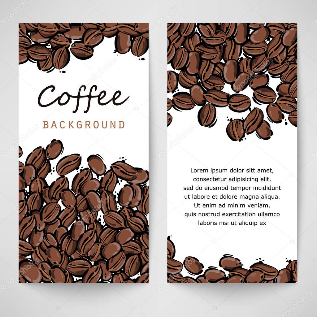 Vector abstract illustration with coffee beans. Coffee house