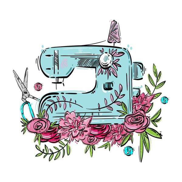 Векторная абстрактная иллюстрация швейной машины
.