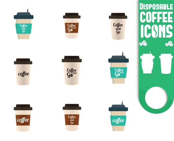 Koffie beker pictogrammen — Stockfoto