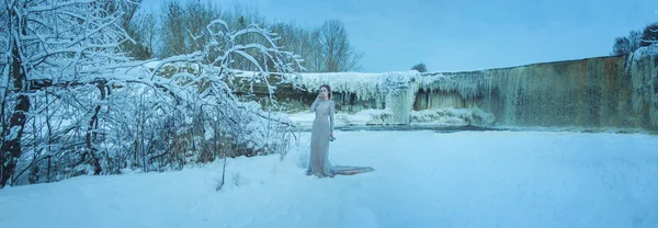 Wunderschönes Mädchen Schnee Schneekönigin — Stockfoto