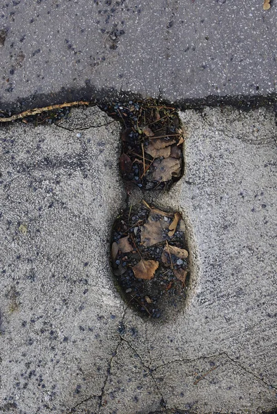 Old Asphalt Road Human Feet Step — Stockfoto