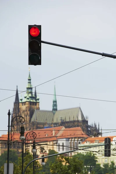 Prague Czech Republic Old City Road Traffic Light — Foto de Stock