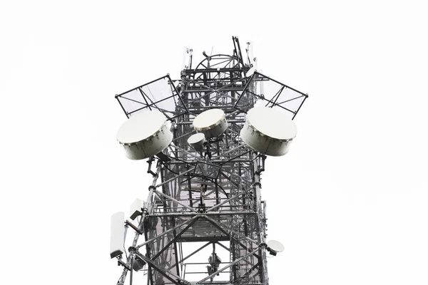 Construção Aço Torre Metálica Com Antenas Telecomunicações — Fotografia de Stock