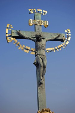 Charles Bridge outdoor sculpture of Jesus