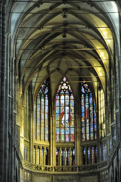 Stained Glass Windows Cathedral Beautiful Interior — Stockfoto