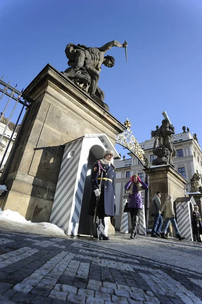 European Town Guardians Castle Gates Prague — Stockfoto