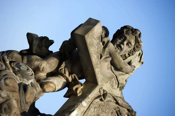 Esculturas Históricas Uma Ponte Charles Praga — Fotografia de Stock