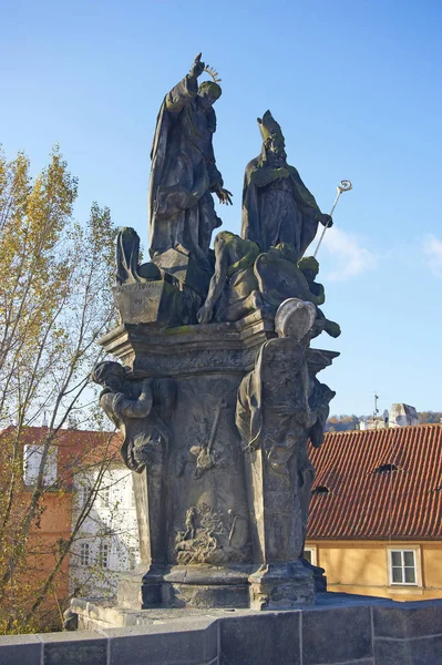 Historical Sculptures Charles Bridge Prague — Stockfoto