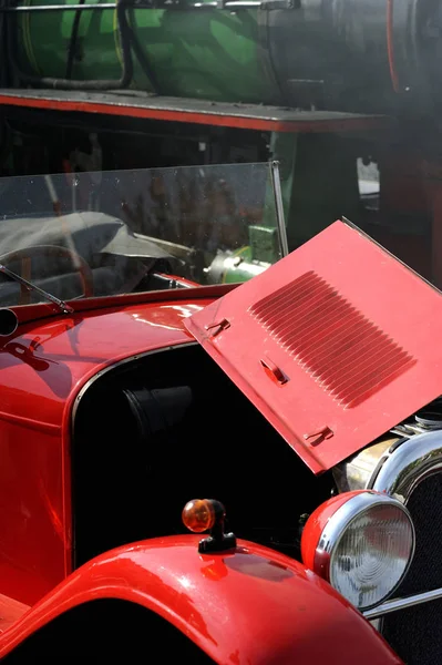 Red Retro Car Details Vintage Design — Stok fotoğraf