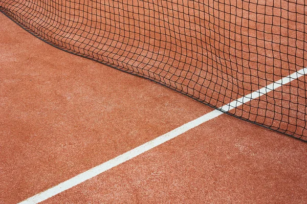 Tennis Net Orange Court Surface — Stockfoto