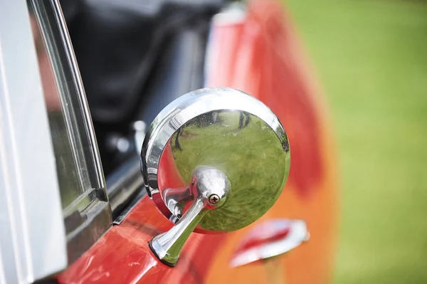 Side Mirror Red Prestige Retro Car — стоковое фото