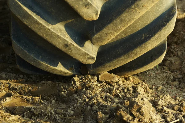 Countryside Field Tractor Wheel Rolled Ground — Photo