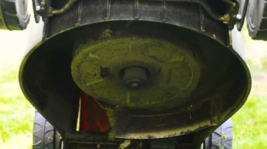 grass-cutter machine in meadow, green grass 