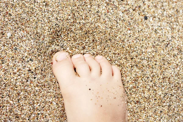 Areia Praia Superfície Bebê Dedos — Fotografia de Stock