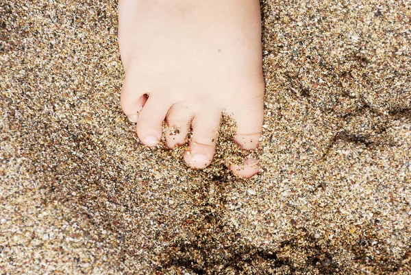 Areia Praia Superfície Bebê Dedos — Fotografia de Stock