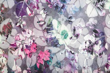 Triko Kumaş çiçek soyut desenli