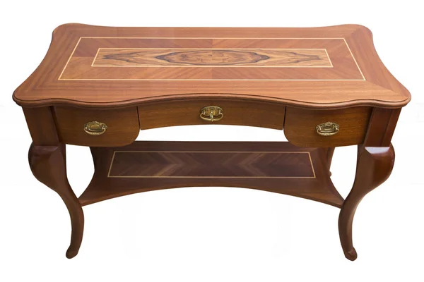 分離の白い背景の上のアンティークの木製の手作りテーブル — ストック写真