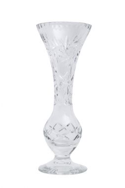 Cam saydam boş güzel vazo izole arka plan üzerinde.