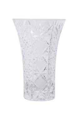 Cam saydam boş güzel vazo izole arka plan üzerinde.