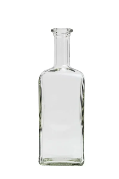 Verre transparent vide bouteille carrée simple sur fond isolé . — Photo