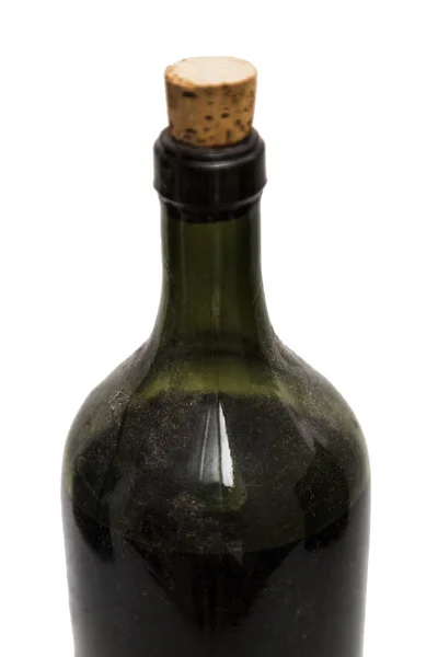 Botella vieja brillante clásica elegante sola del vino en fondo aislado . —  Fotos de Stock