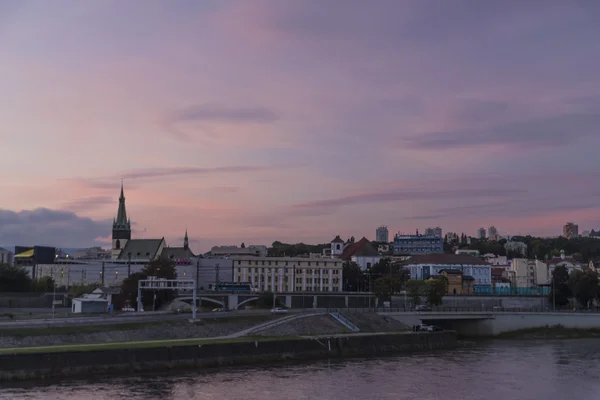 Usti nad Labem após o pôr-do-sol rosa — Fotografia de Stock