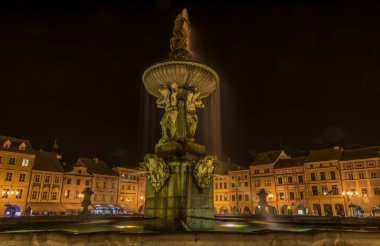 Ceske Budejovice şehirdeki gece