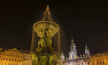 Ceske Budejovice şehirdeki gece