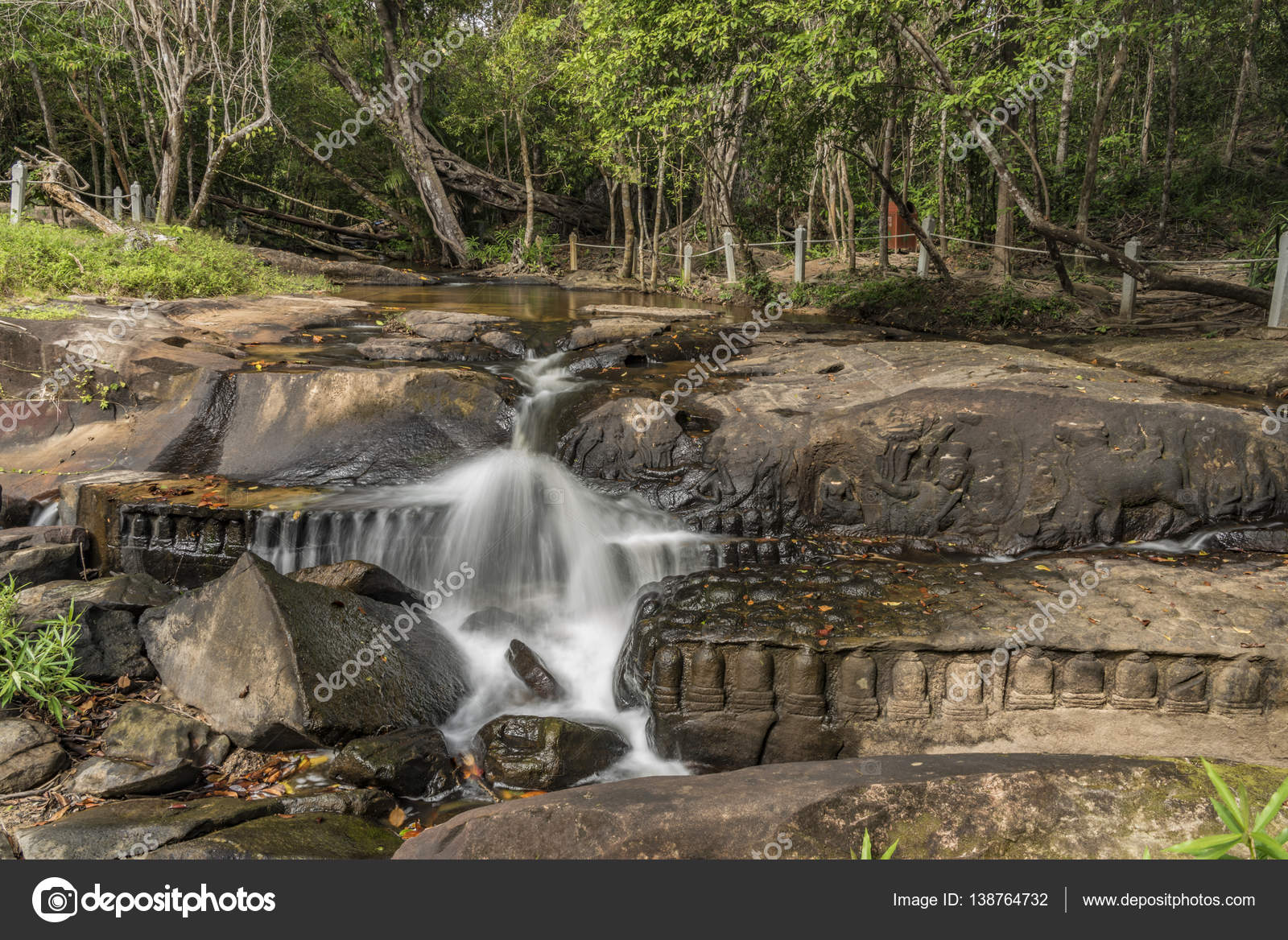 Kbal Spean and jungle in Cambodia mountains Stock Photo