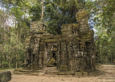 Sıcak güneşli akşam Angkor Wat yakınındaki tapınaklar
