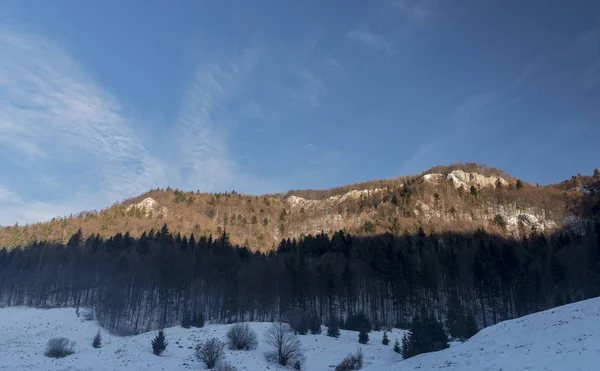 Dedinky köyünde soğuk sabah tepeden — Stok fotoğraf