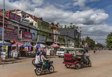 Kamboçya'da güneşli gün Siem Reap şehirde