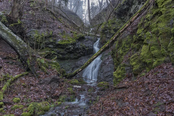 Radosovske waterfalls in dark morning — Stock Photo, Image