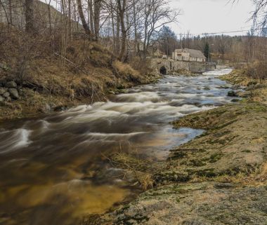 Smeda river in Bily Potok pod Smrkem village