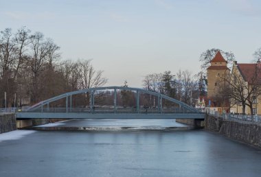 Ceske Budejovice şehir merkezinde kış