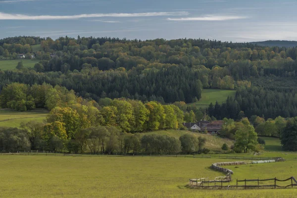 View for Malonice village in south Bohemia mountains in autumn day — Stock Photo, Image