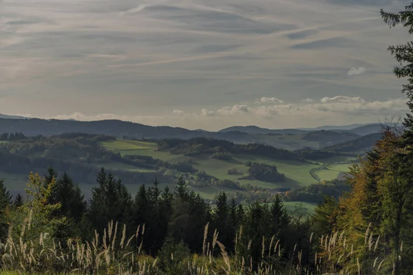 View for Malonice village in south Bohemia mountains in autumn day — Stock Photo, Image