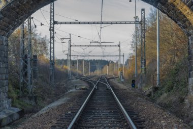 Güney Bohemya istasyonu Rybnik Çek 'ten Avusturya' ya demiryolu üzerinde
