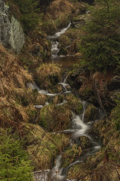 Arroyo de entrada del río Chomutovka cerca de la ciudad de Chomutov en la mañana de invierno — Foto de Stock