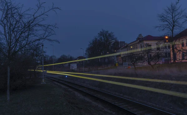 Farbe Blauer Himmel Abend Nach Schönem Sonnenuntergang Trebic Stadt Winter — Stockfoto