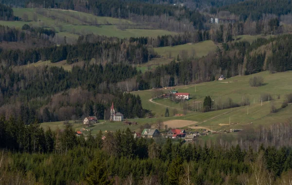 Wiesen Der Nähe Von Riesengebirge Frühling Schöner Tag Nordböhmen — Stockfoto